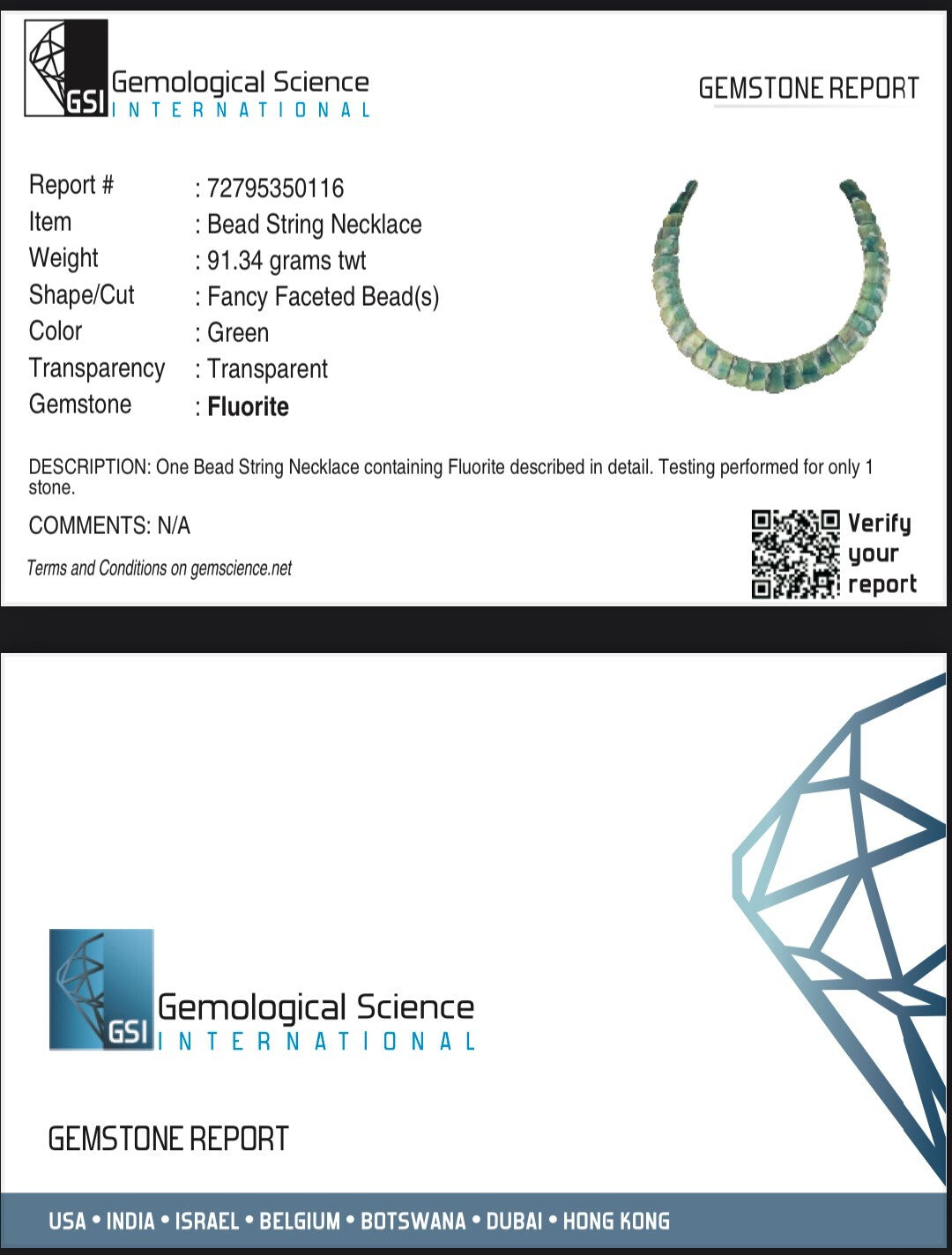 Certified Natural Fluorite 478 Ct Fine Gemstone Semi Precious Necklace