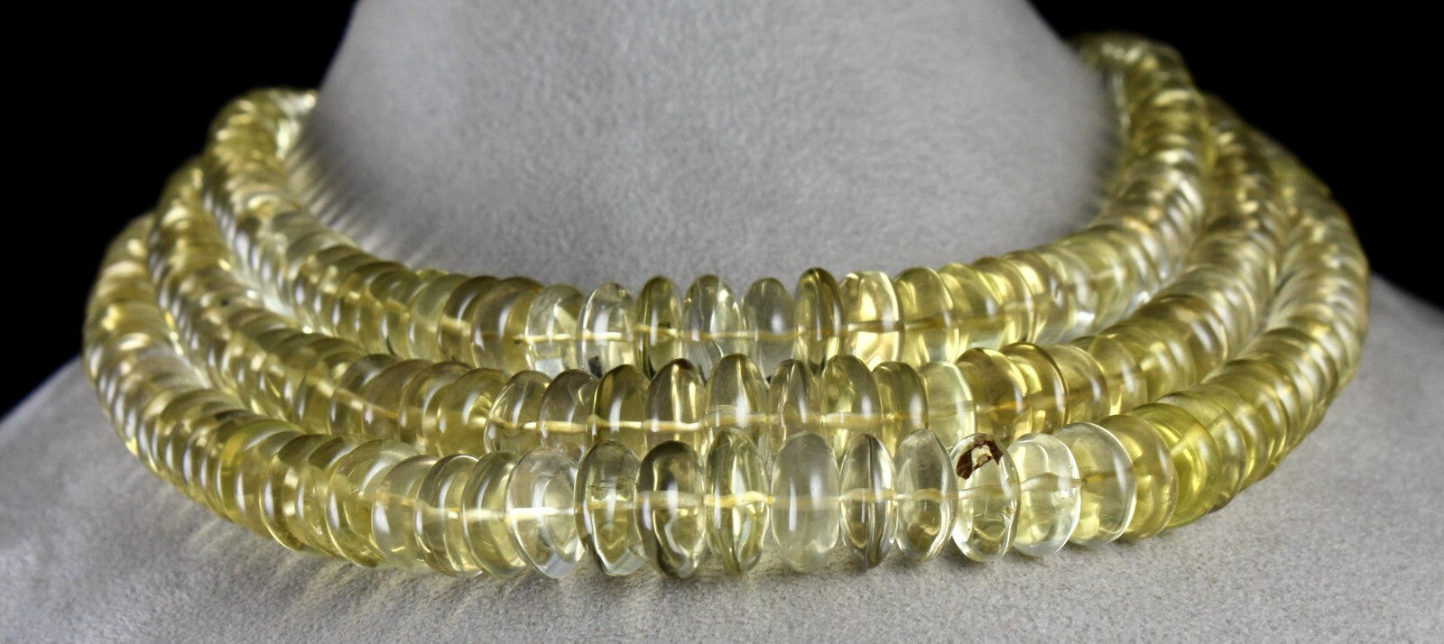 Natural Lemon Quartz Beads Necklace 1428 Ct Semi Precious Yellow Gemstone