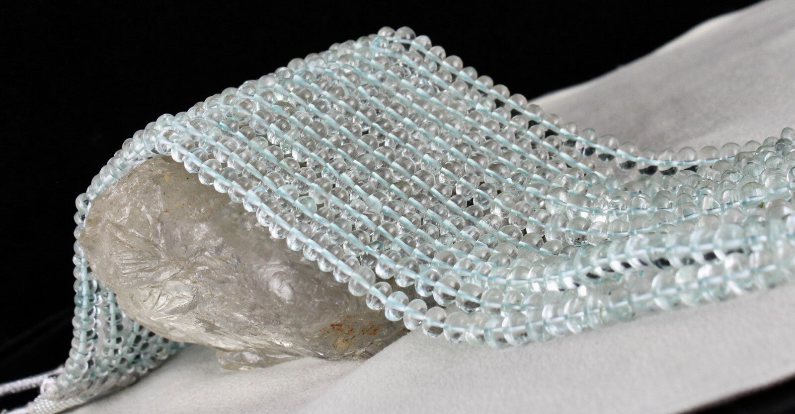 Certified Natural Blue Aquamarine 833 Ct Beads Round Finest Necklace For Women