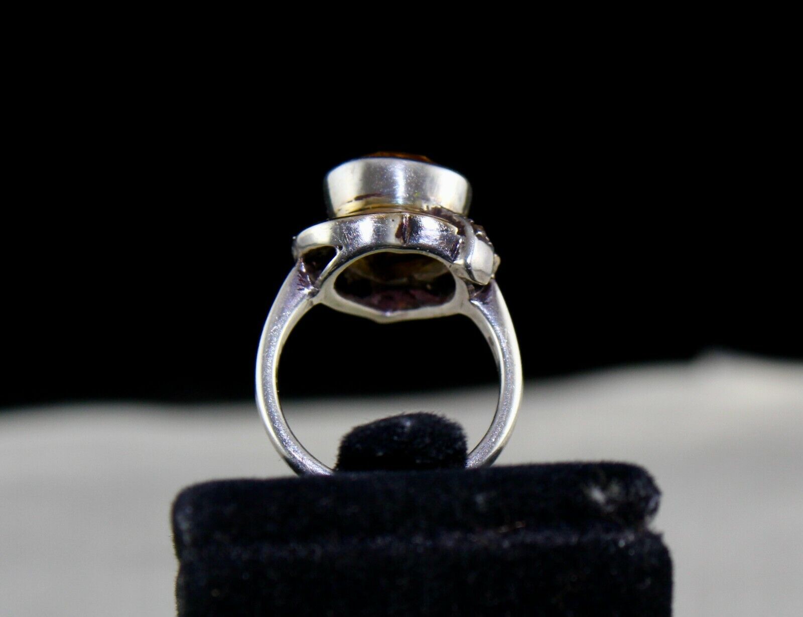 ANTIQUE NATURAL YELLOW CITRINE HEART CUT 18K GOLD DIAMOND SILVER VICTORIAN RING