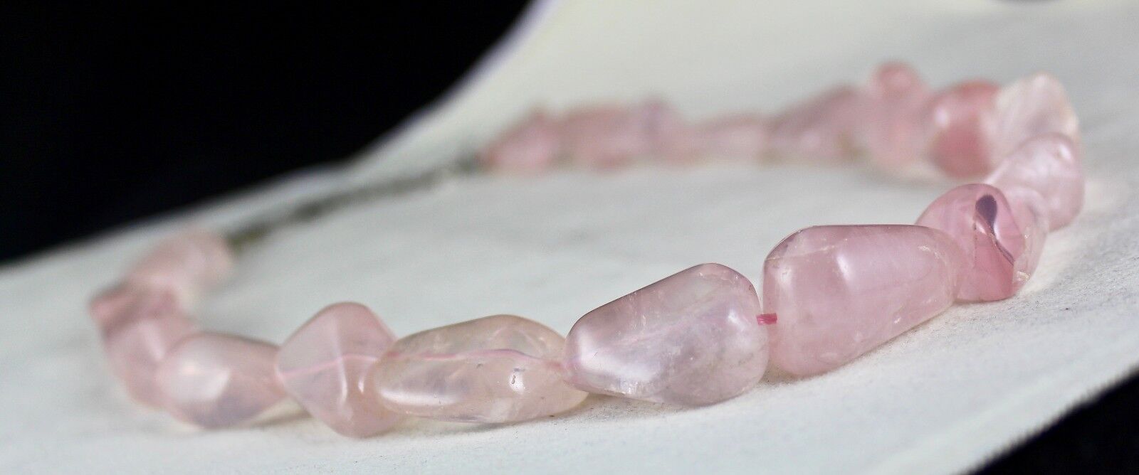Pink Natural Rose Quartz Cabochon beads Necklace 730 Cts Gemstone Silver Clasp