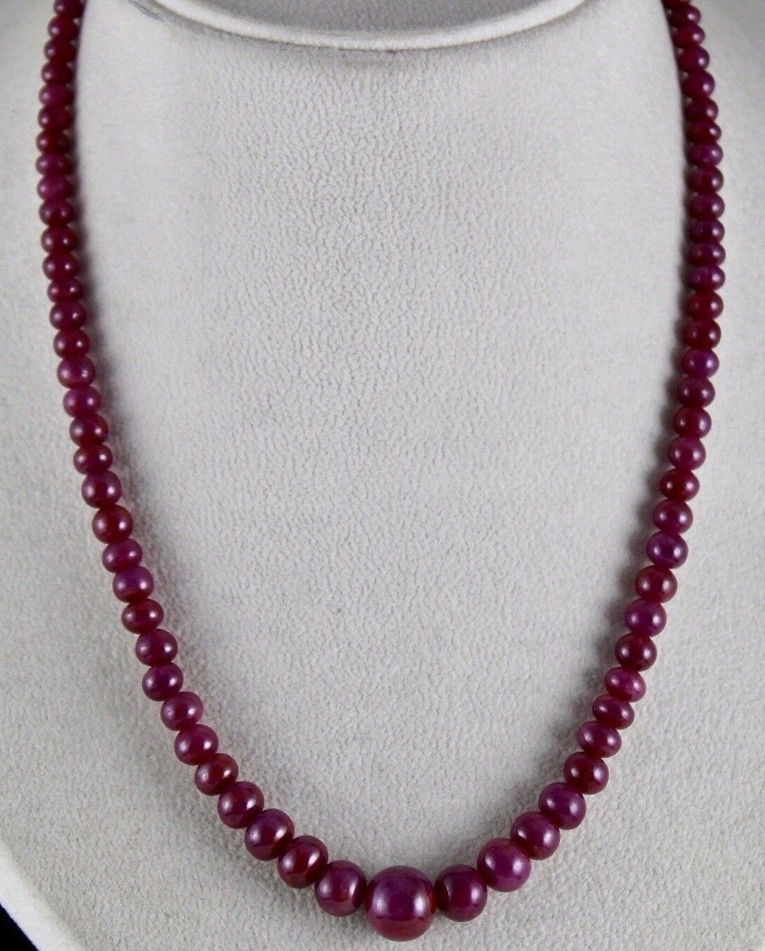 NATURAL UNTREATED RUBY BEADS ROUND 1 LINE 216 CTS GEMSTONE SILVER NECKLACE