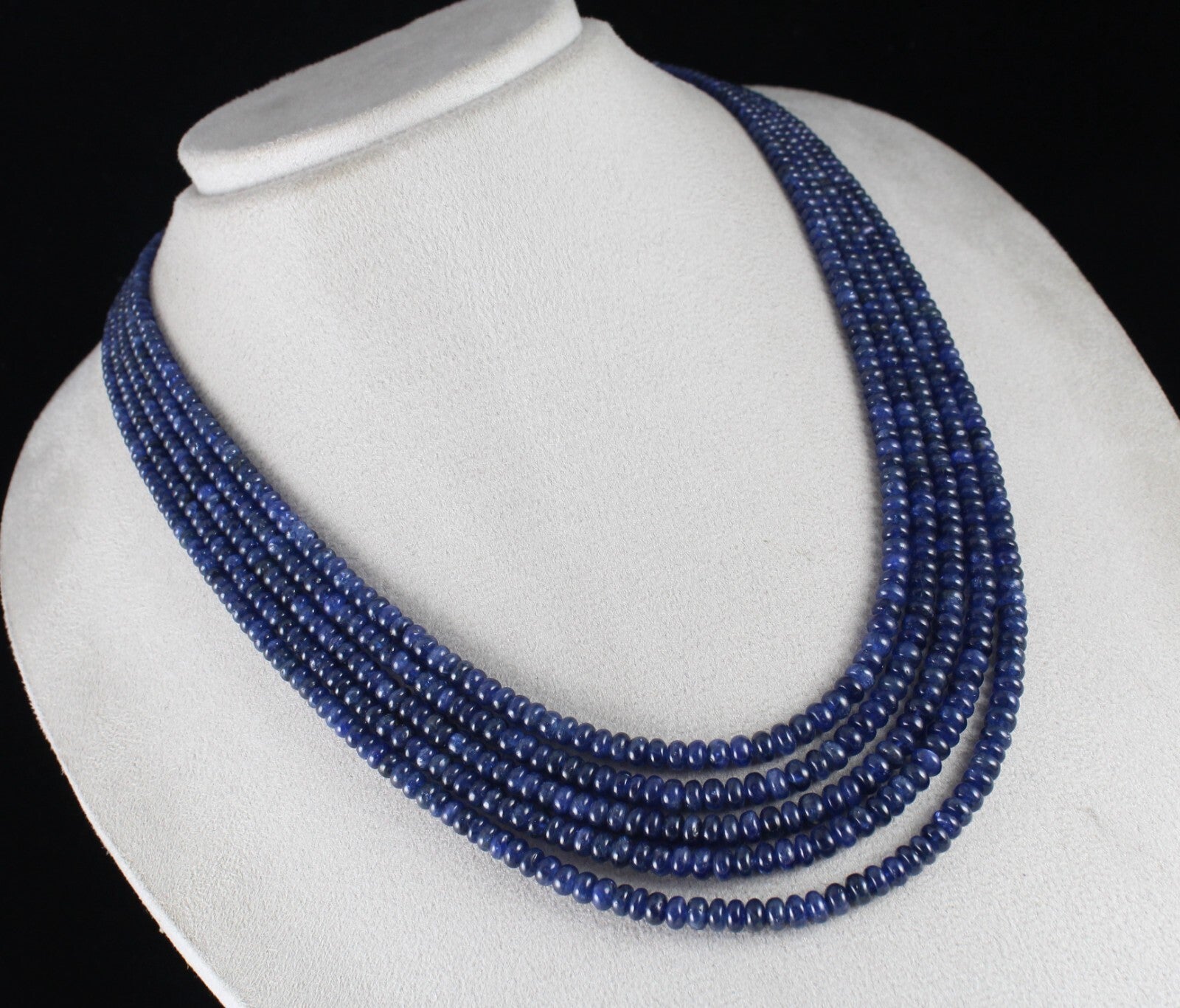 Certified Natural Blue Sapphire 581 Ct Beads Finest Round Gemstone Necklace