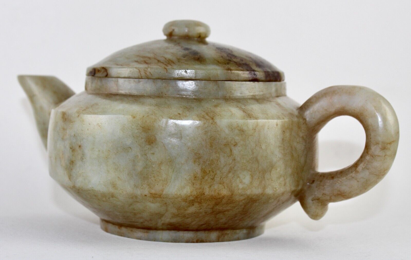 Vintage Natural Nephrite Jade 5033 Ct Old Gemstone Carved Tea Pot For Home Decor