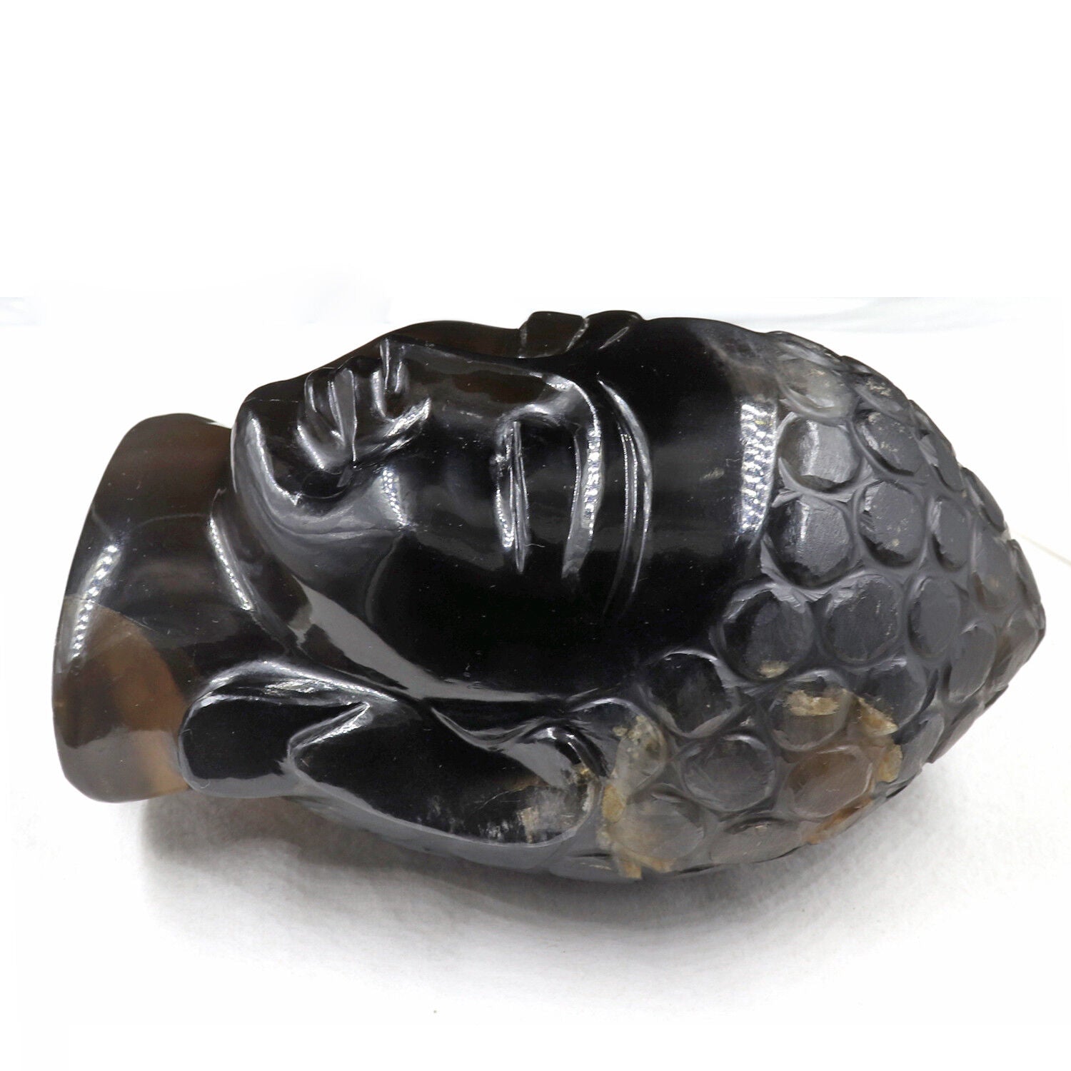 Natural Smokey Quartz Buddha Head 6.5 In 8480 Ct Gemstone Statue For Home Decor