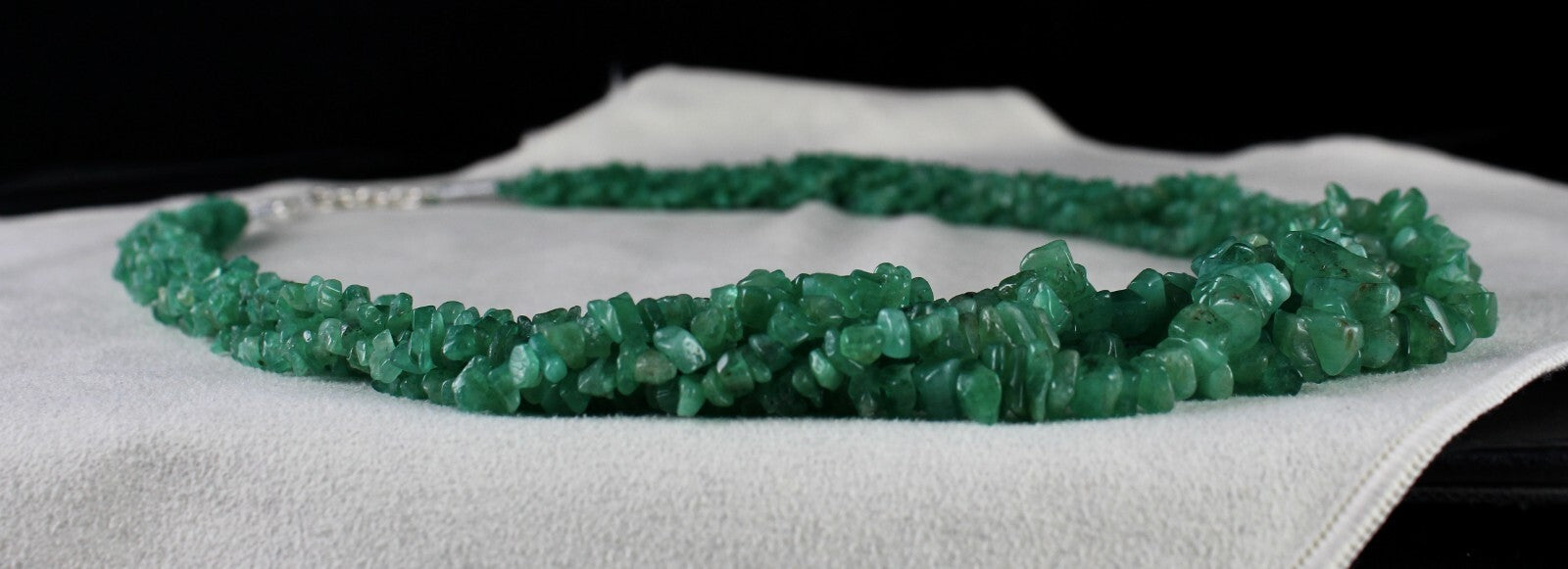 Certified Natural Colombian Emerald Beads Necklace 442 Ct Sterling Silver