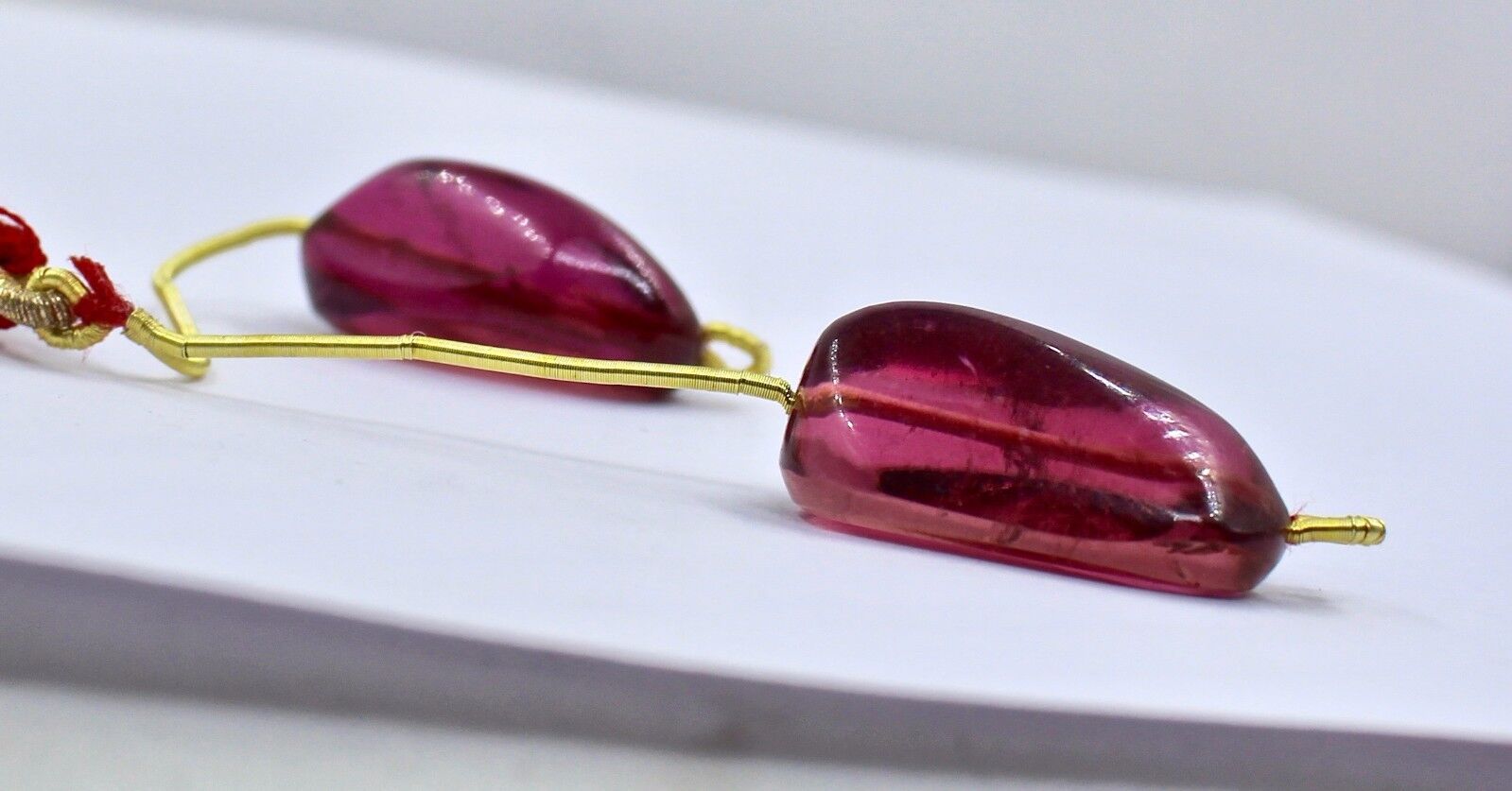 Natural Pink Tourmaline Rubellite Beads Drilled Pair 45.95 Ct Gemstone Earring