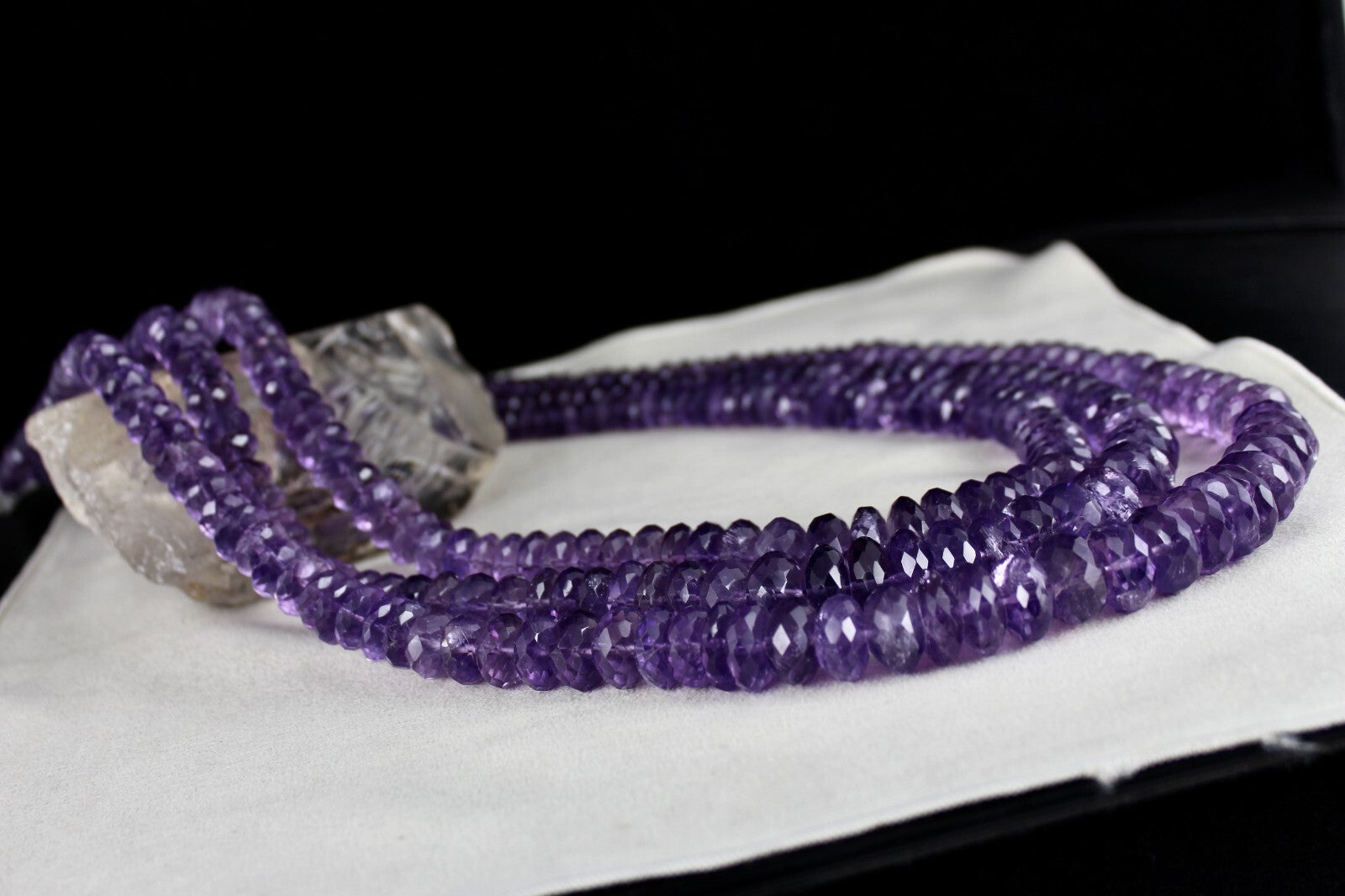 Certified Natural Brazilian Amethyst 3 Ct Faceted Beads Round 2320 Necklace