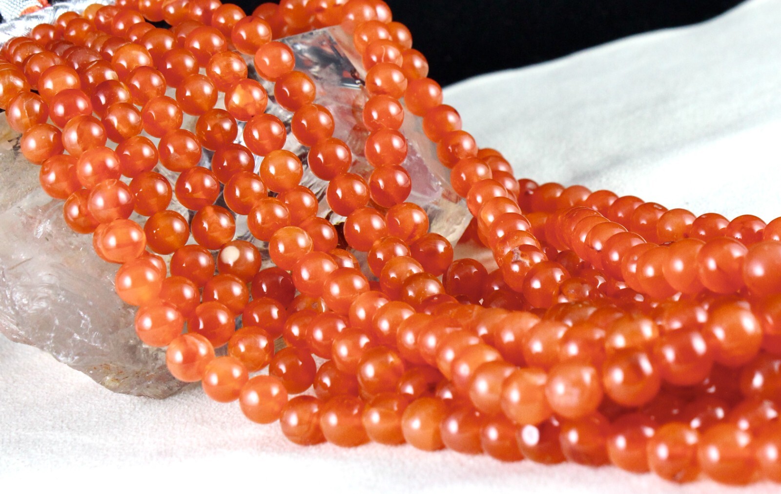 6mm Natural Orange Carnelian Beads Necklace, Fashion Gemstone, L 1306 Ct