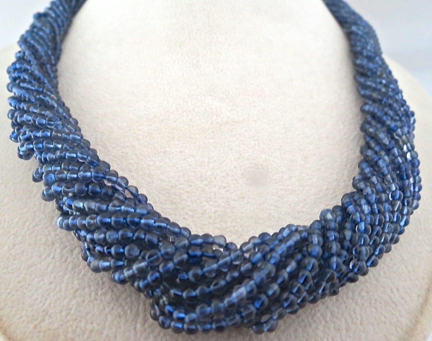 Natural Iolite Beads Round Blue 16 L 417 Ct Gemstone Fashion Silver Necklace