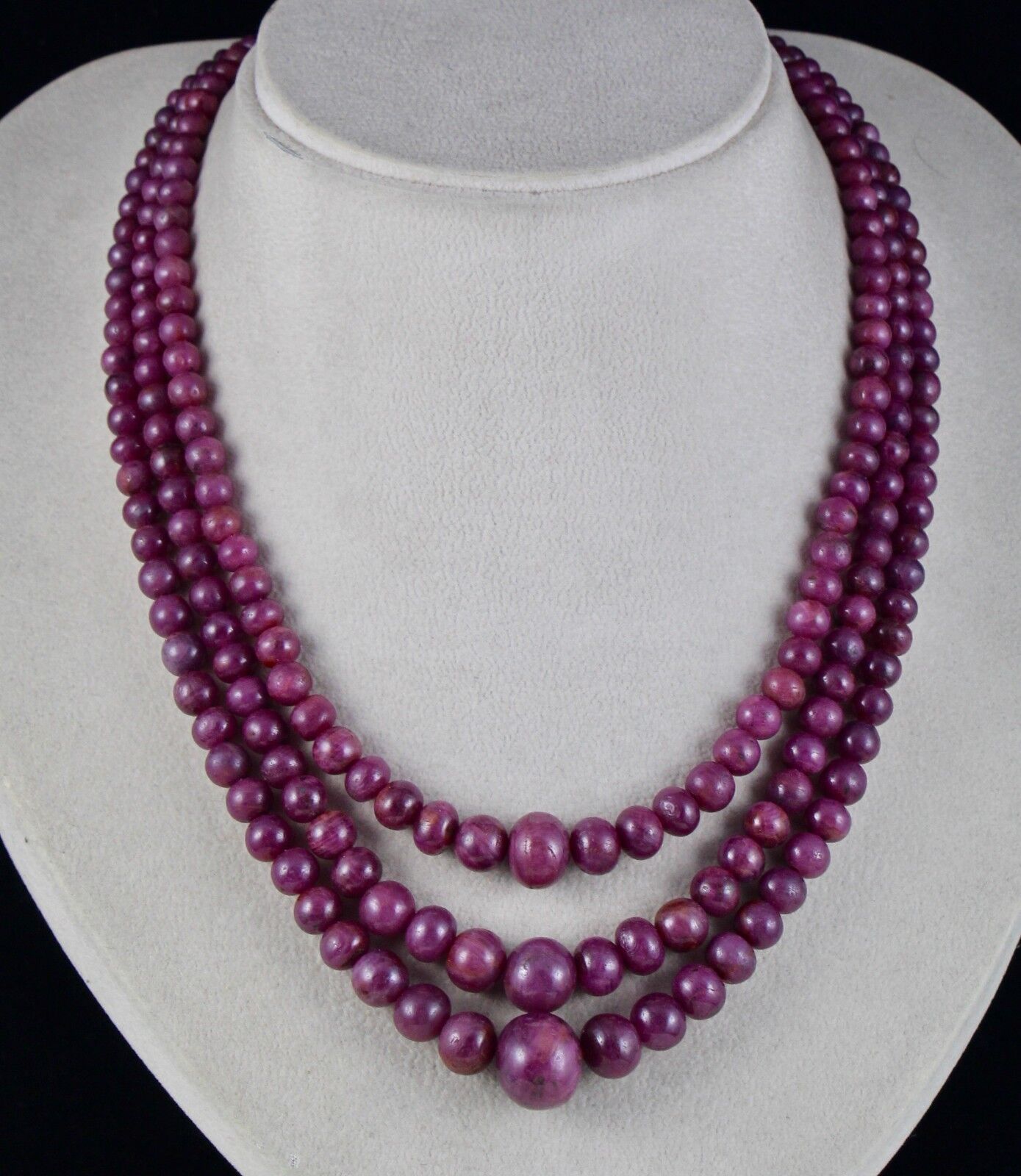 NATURAL UNTREATED RUBY BEADS ROUND 3 LINE 712 CARATS GEMSTONE FASHION NECKLACE