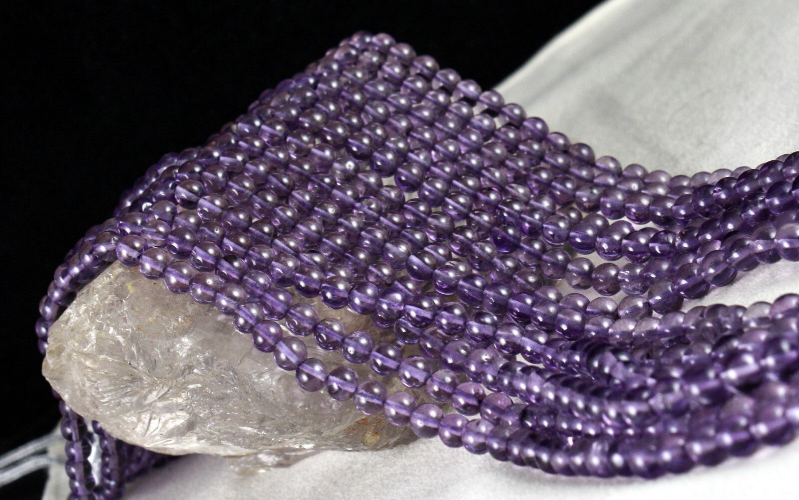 Natural Amethyst 7 Line Beads Necklace 804 Ct Purple Fashion Gemstone For Women