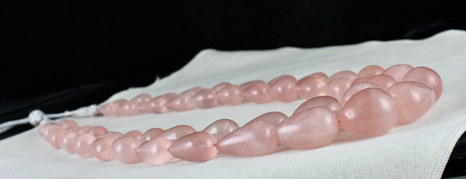 NATURAL ROSE QUARTZ BEADS DROPS CABOCHON 2 L 1002 CTS GEMSTONE FASHION NECKLACE