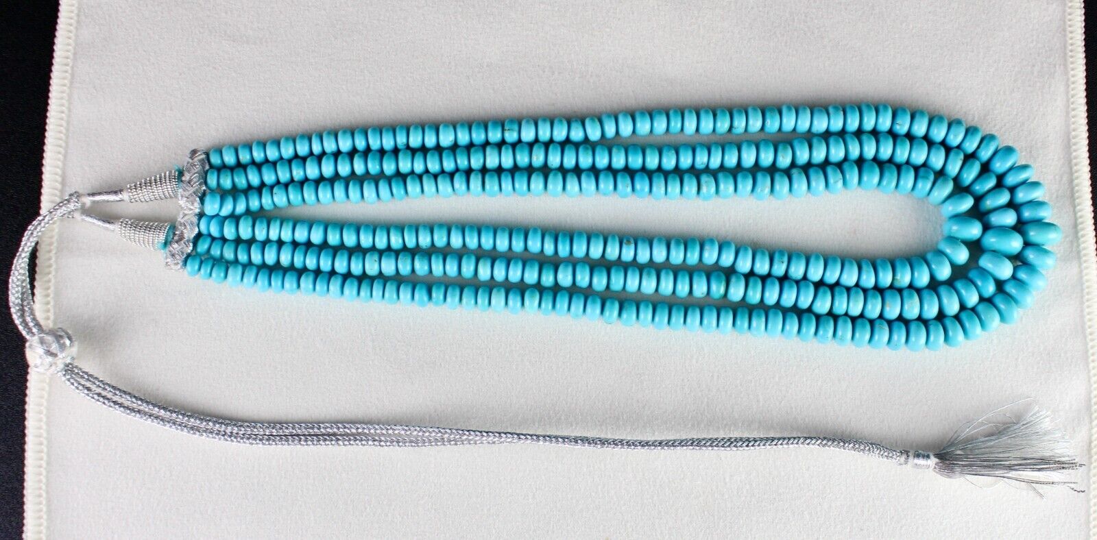 Natural Real Turquoise Beads Round 3 L 388 Ct Blue Gemstone Important Necklace