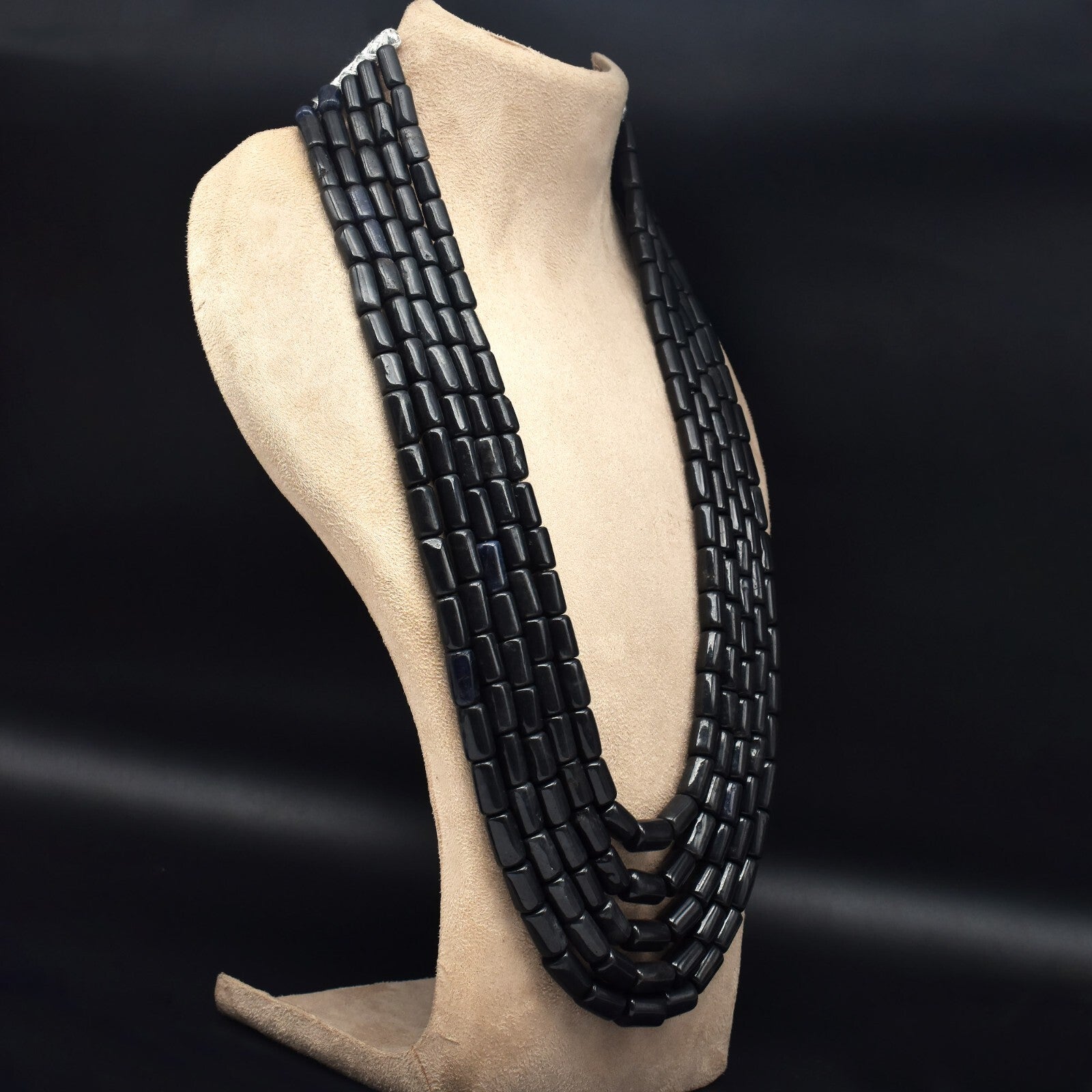 Natural Black Jade Tube Beads 5 L 1579 Ct 16mm Gemstone Fashion Necklace