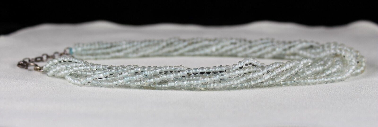 Natural Blue Aquamarine Beads Round 433 Carats Gemstone Silver Ladies Necklace