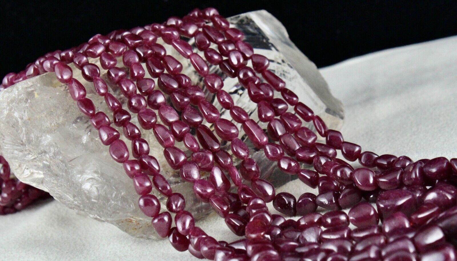 NATURAL UNTREATED RUBY BEADS UNEVEN TUMBLE 5 L 715 CTS GEMSTONE FINEST NECKLACE