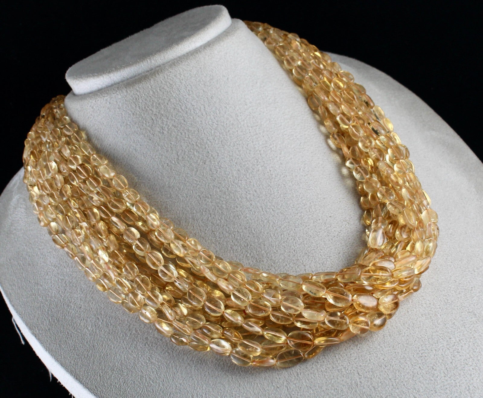 Natural Citrine Cabochon Beads 1295 Ct Sterling Silver Yellow Necklace