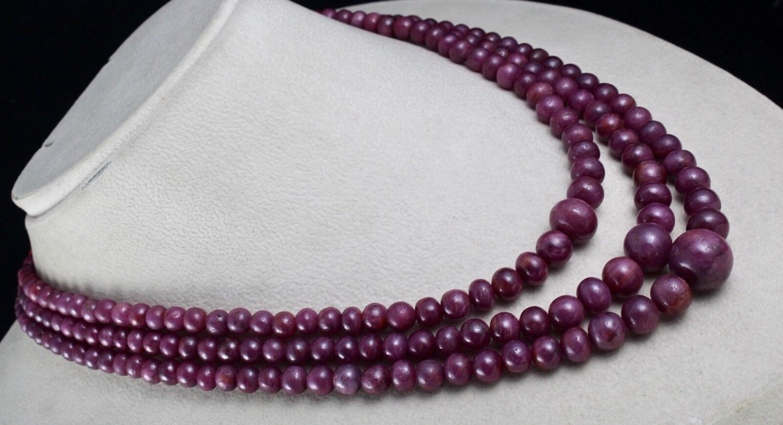 NATURAL UNTREATED RUBY BEADS ROUND 3 LINE 712 CARATS GEMSTONE FASHION NECKLACE