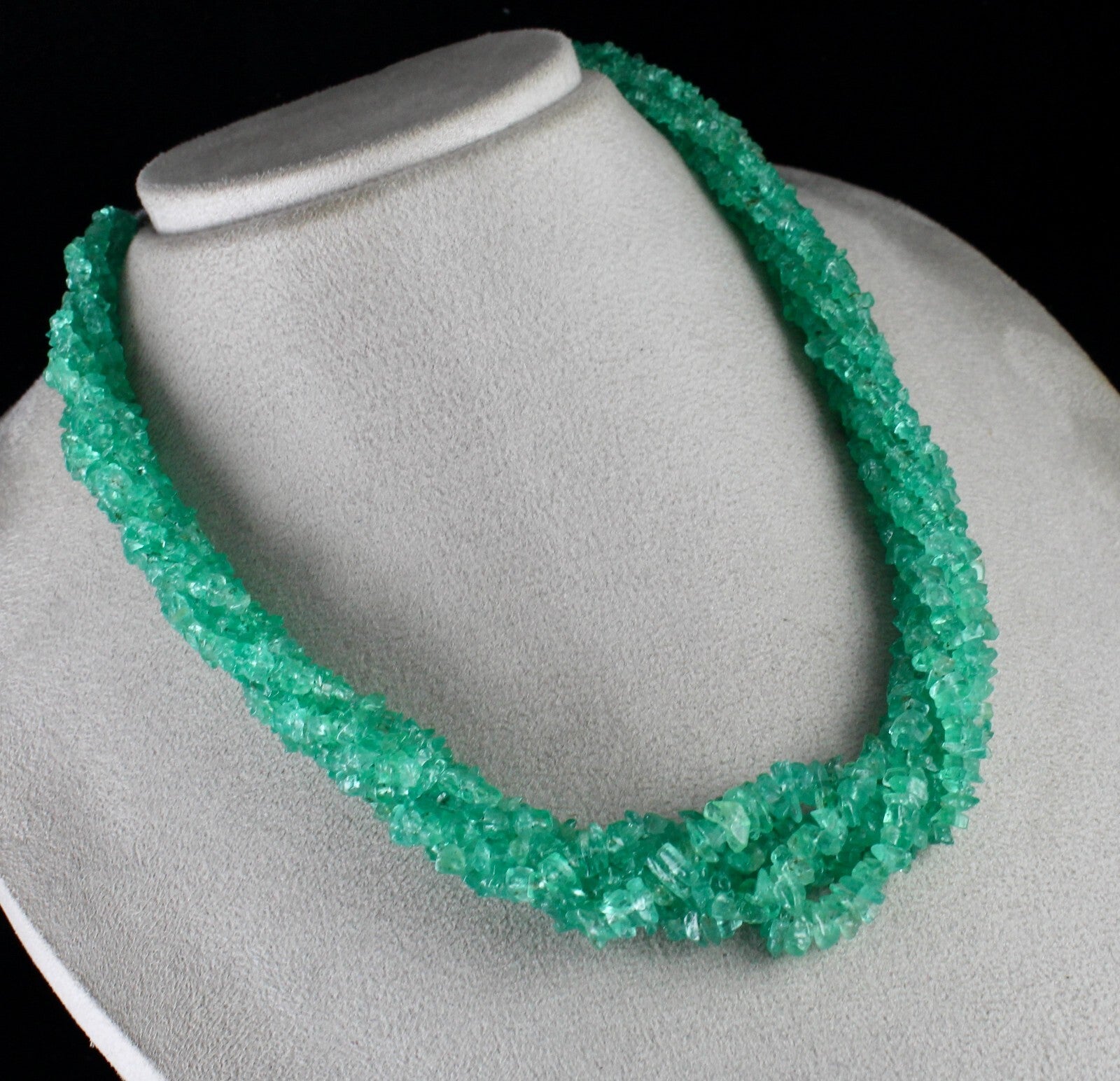 Certified Natural Colombian Emerald Beads 482 Ct Sterling Silver Necklace