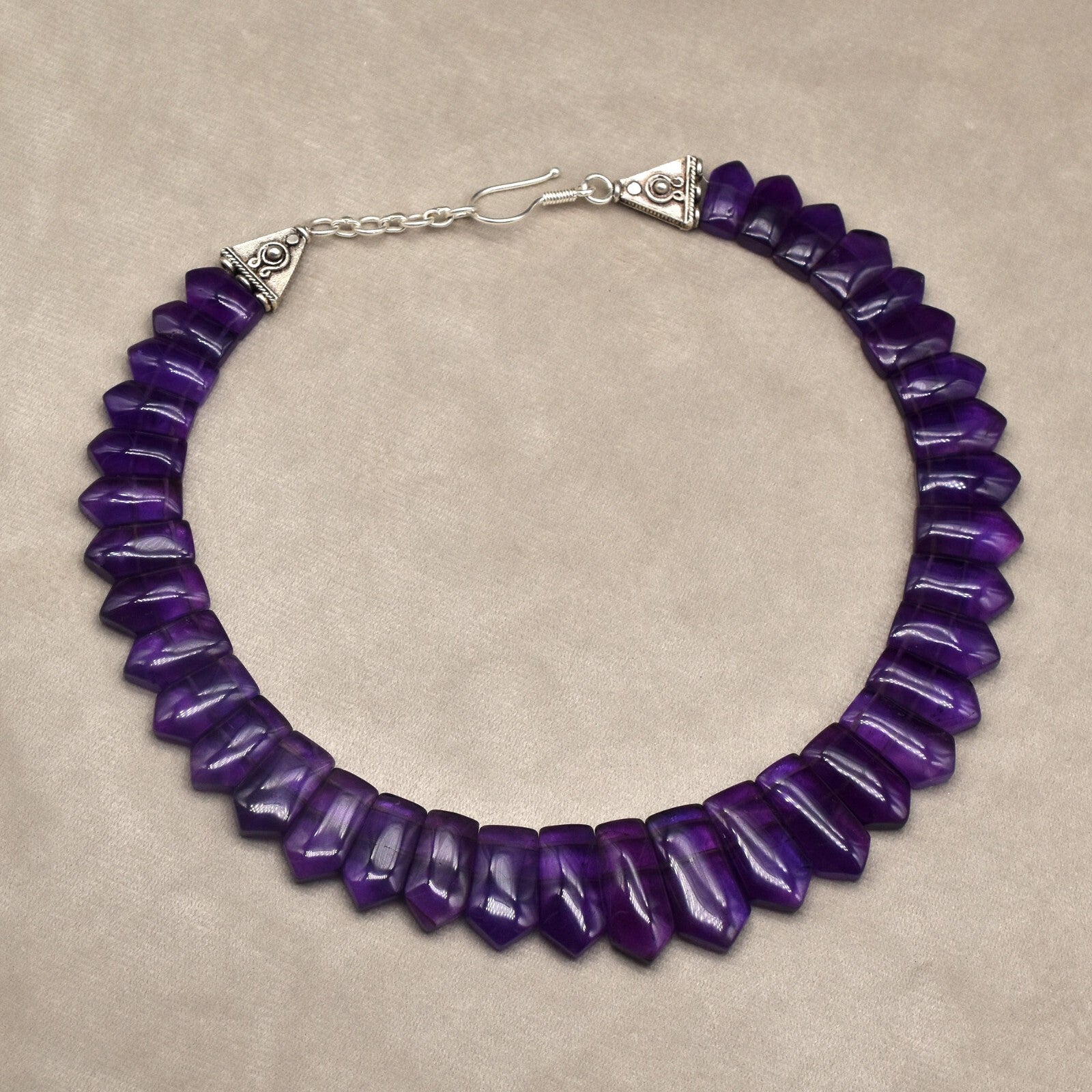 Certified Natural Amethyst 452 Ct Sterling Silver Semiprecious Necklace