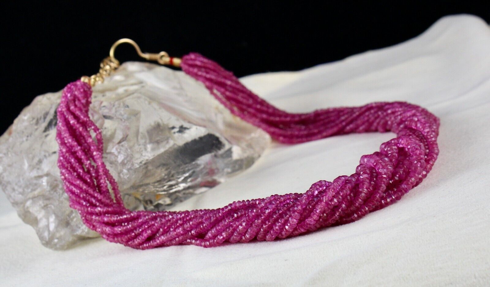 REDDISH NATURAL NO HEAT BURMESE RUBY BEADS FACETED 547 CARATS GEMSTONE NECKLACE
