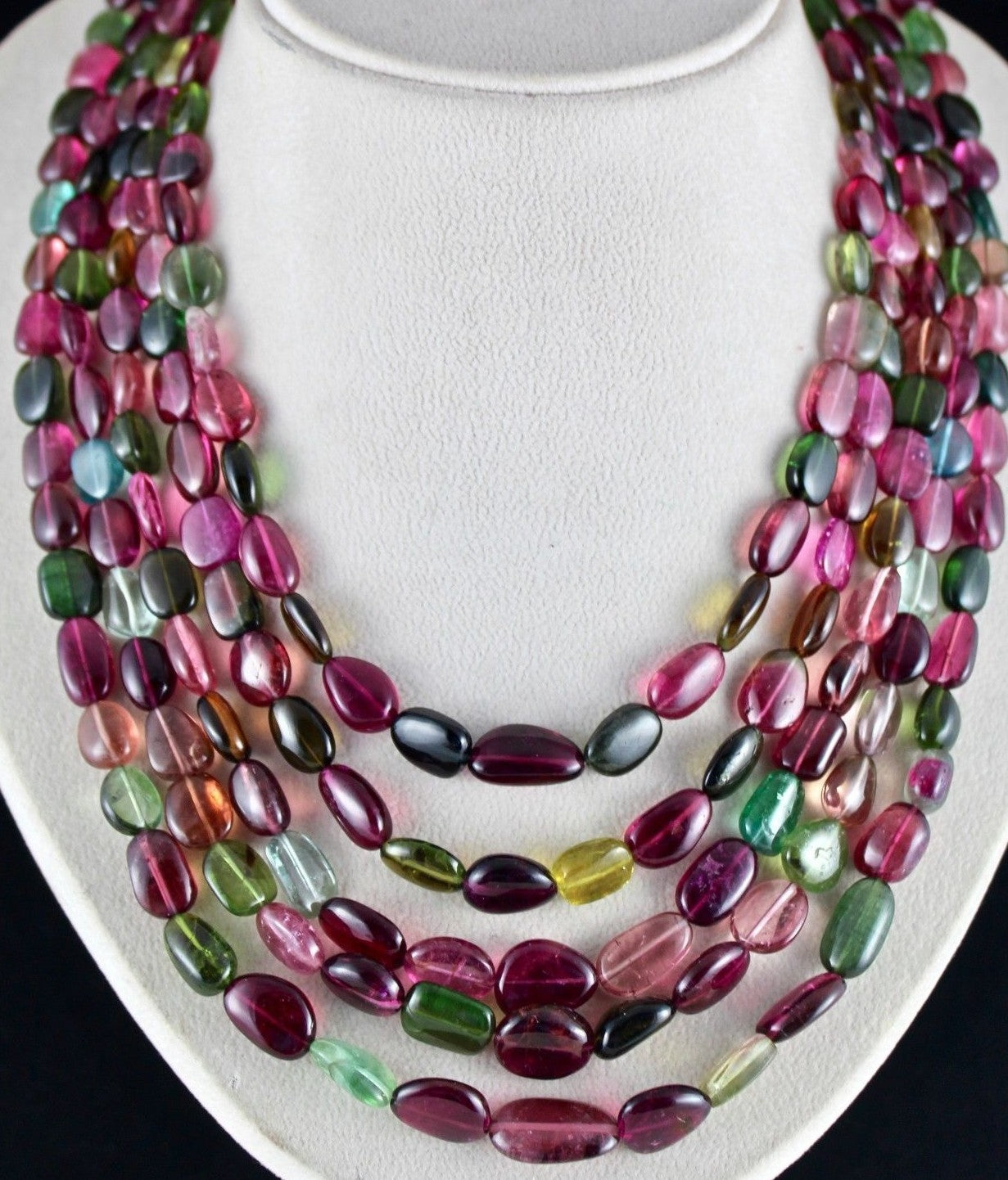 Certified Natural Watermelon Tourmaline Beads Necklace 5l 1253 Ct Gemstone Piece