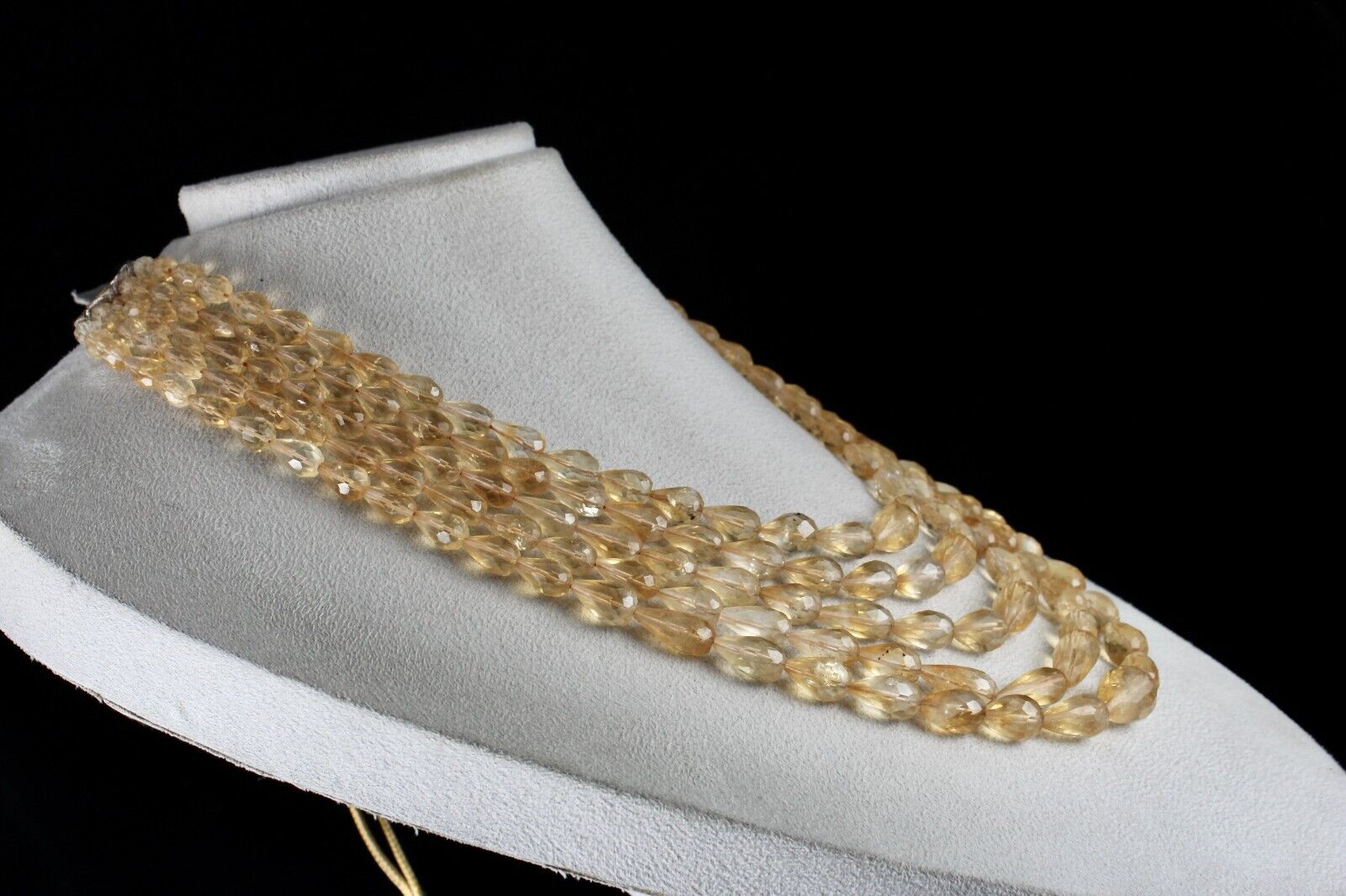 Natural Yellow Citrine Beads Faceted Drops 5 L 787 Ct Gemstone Designer Necklace