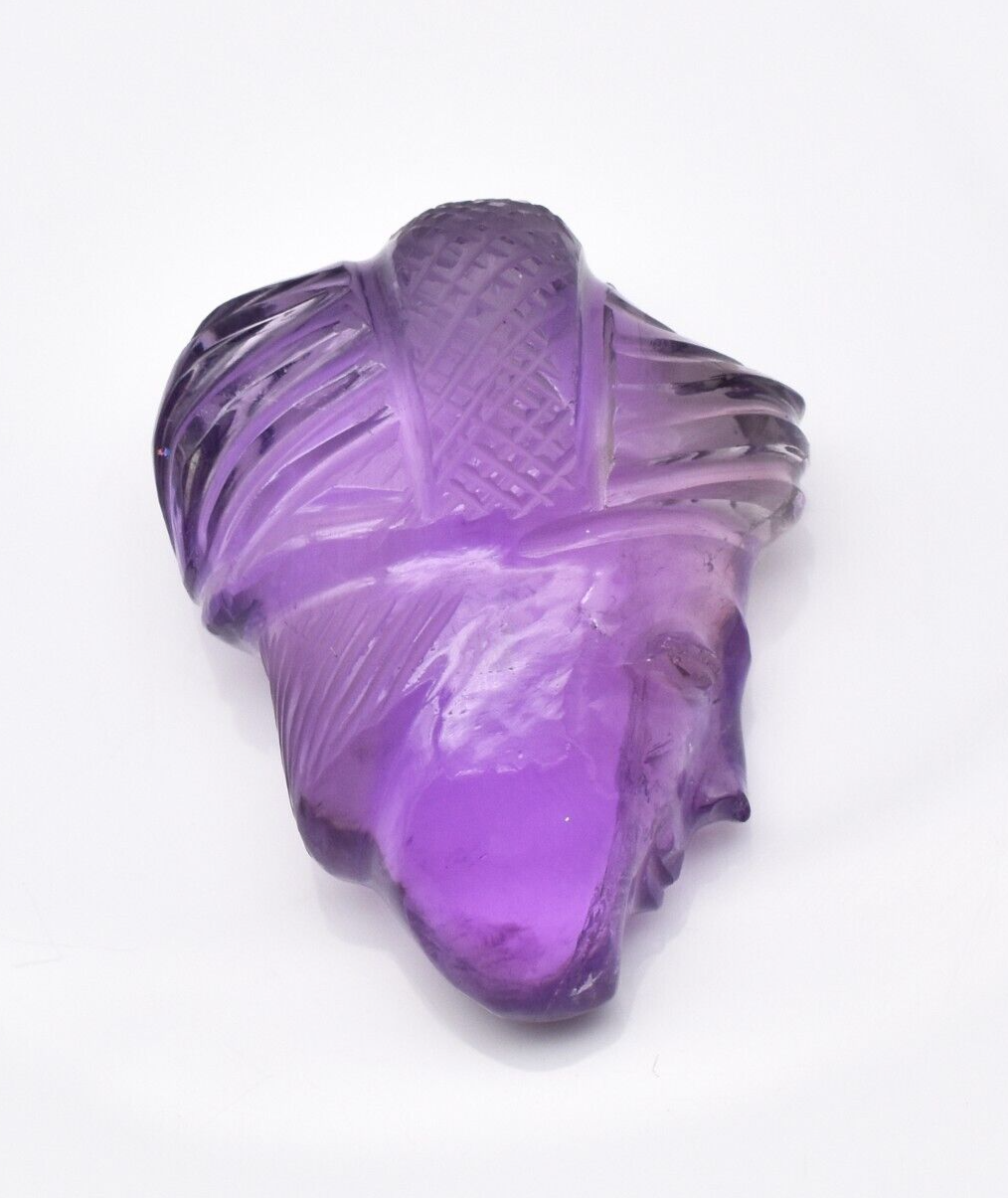 Natural Amethyst 48.58 Ct Engraved Face Cabochon Gemstone Pendant Design