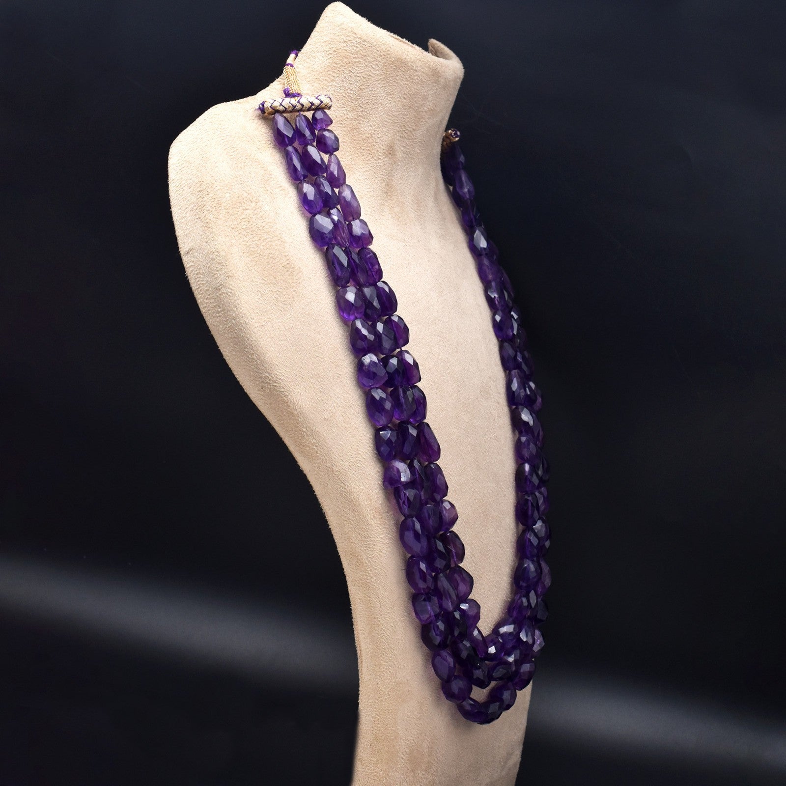 Natural Amethyst Faceted Tumble Beads 1005 Ct Purple Gemstone Fashion Necklace