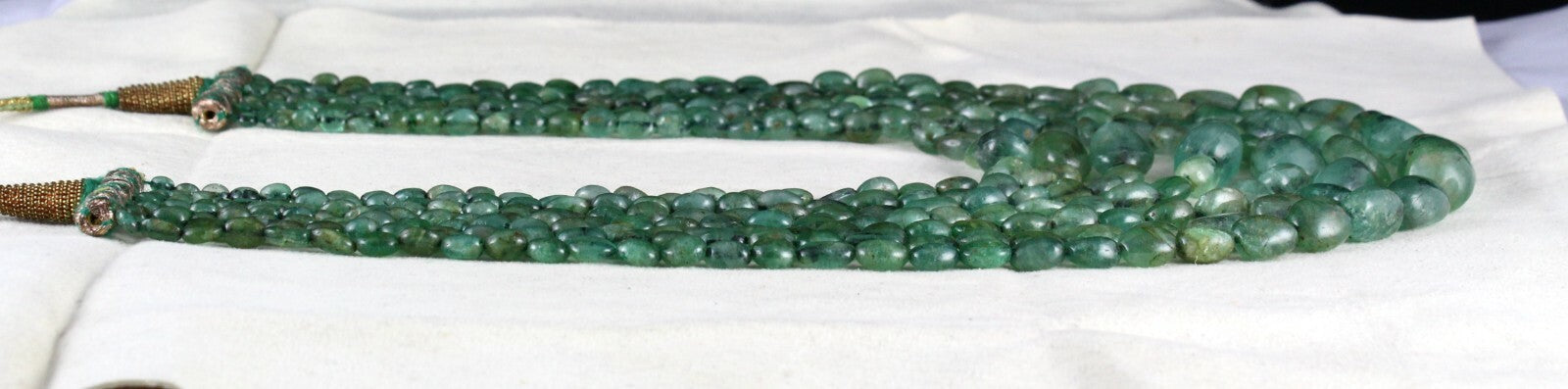 Certified Vintage Natural Emerald Beads 735 Ct Cabochon Old Gemstone Necklace