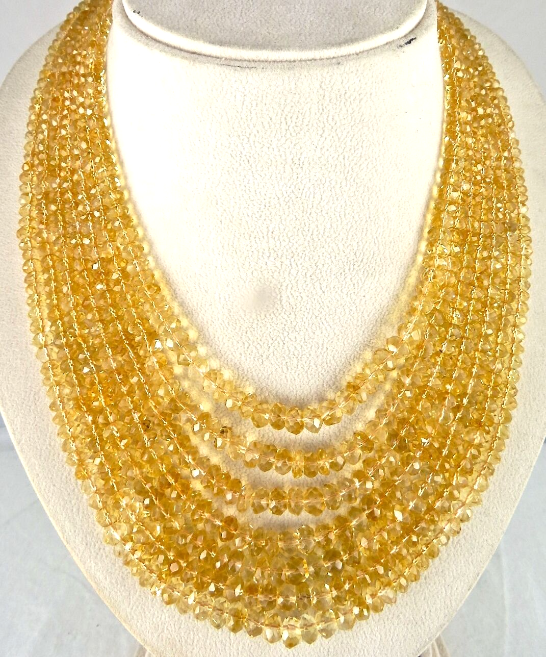 Natural Citrine Beads Faceted Round 7L 1011 Ct Gemstone Fashion Beaded Necklace