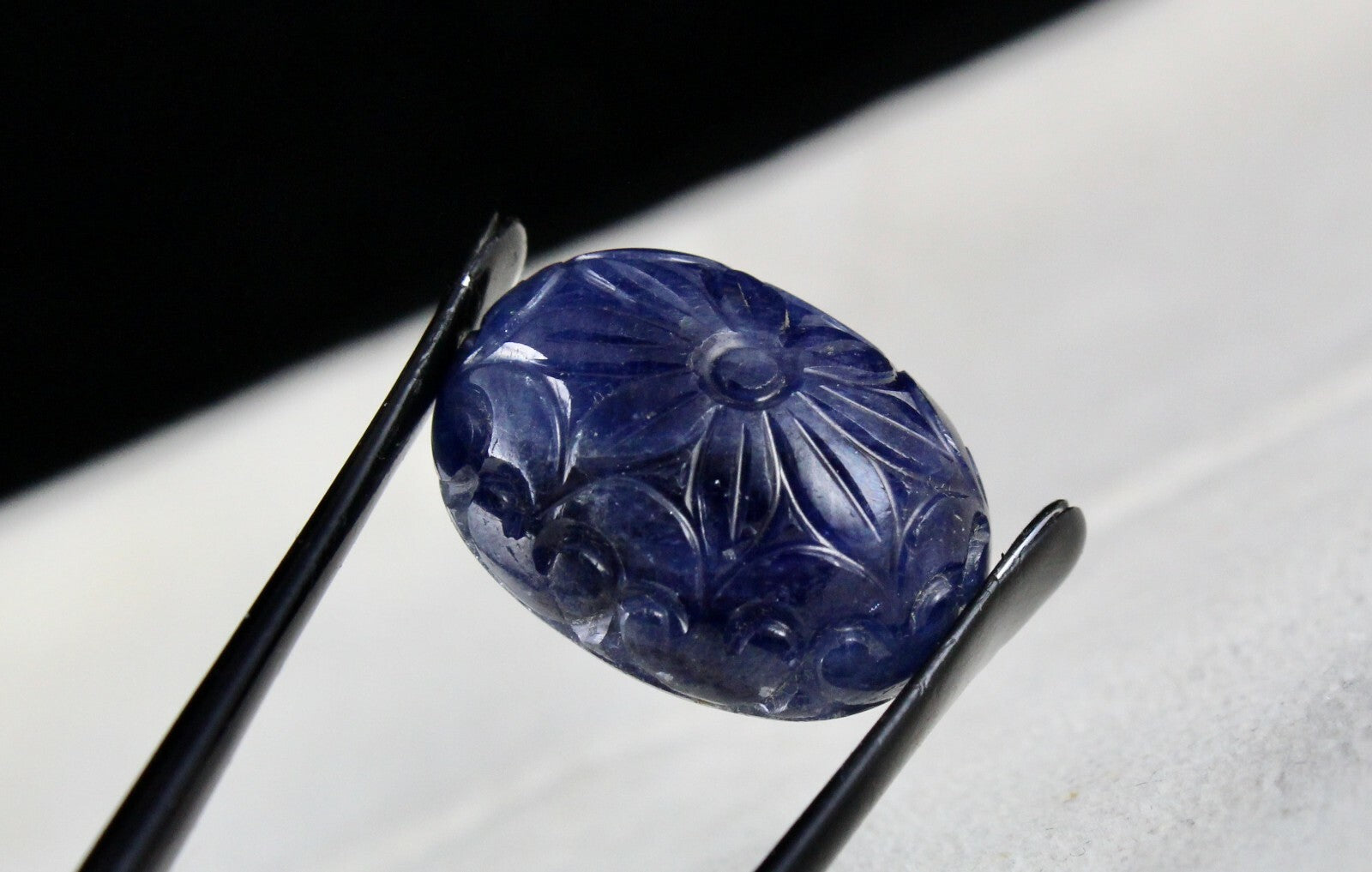 Certified Natural Unheat Blue Sapphire 44.55ct Carved Oval Gemstone Ring Pendant