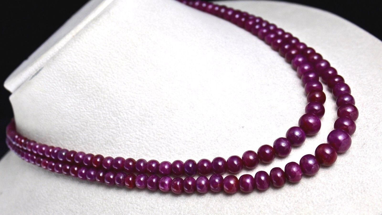 Certified Natural Ruby Necklace Round Beaded 2 L 425 Ct Red Gemstone Strings