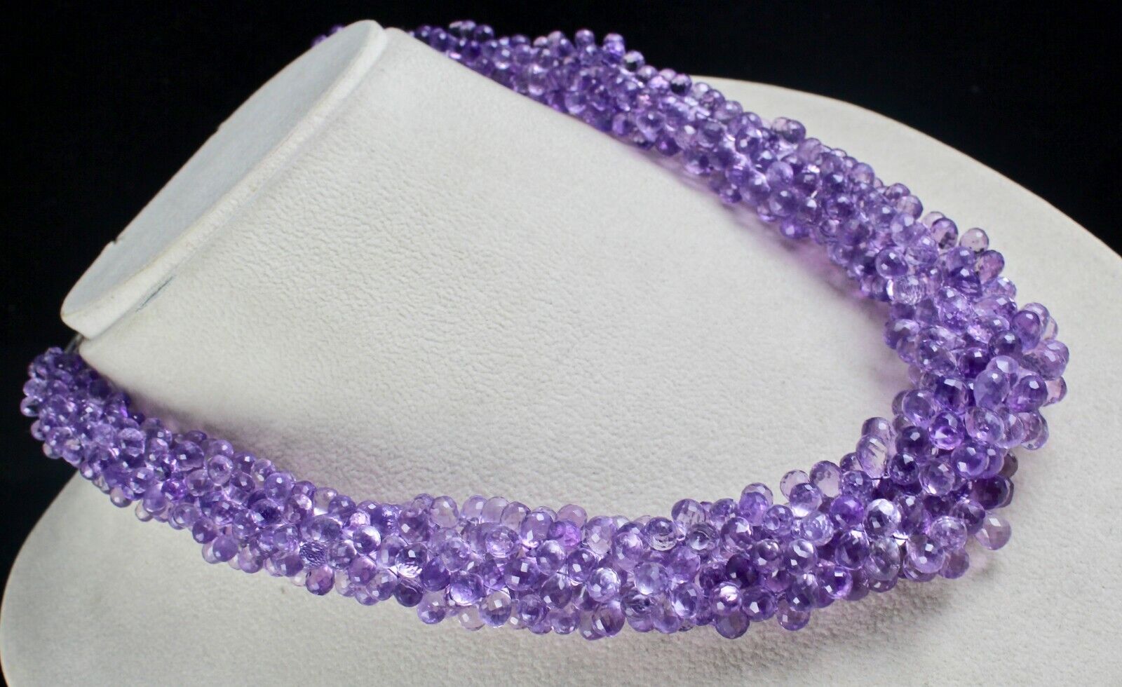 Pink Amethyst Beaded Drops Necklace 768 Ct Natural Gemstone Bunch Silver Clasp