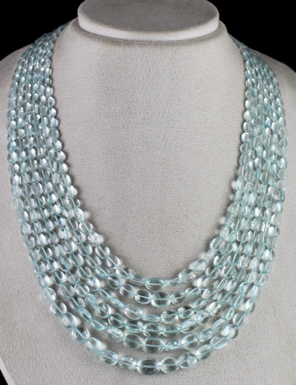 Certified Natural Aquamarine 603 Ct Beads Blue Gemstone Necklace For Women