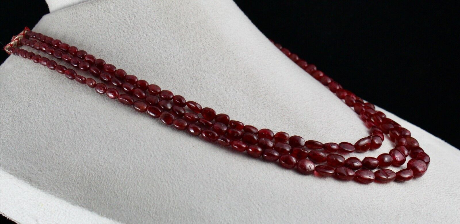Natural Red Spinel Beaded Necklace 3 Line 313 Carats Gemstone Precious String