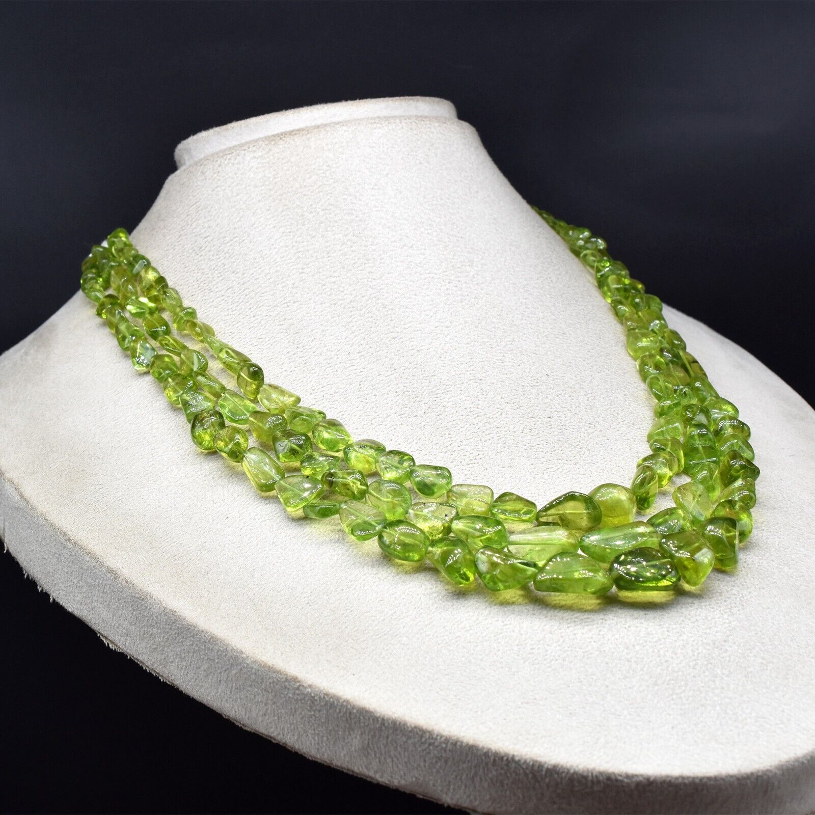 Natural Peridot Necklace Beads Tumble 3 L 663 Ct Drilled Gemstone Gift for her
