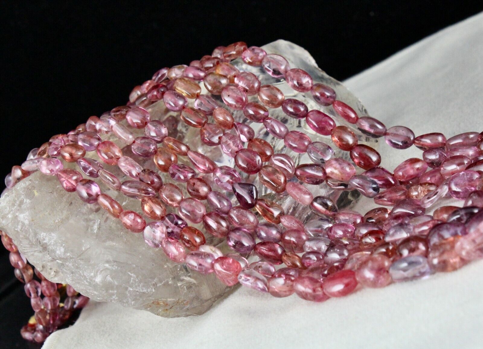 Old Natural Spinel & Tourmaline Multi Long Bead 5 Line 720 Cts Gemstone Necklace