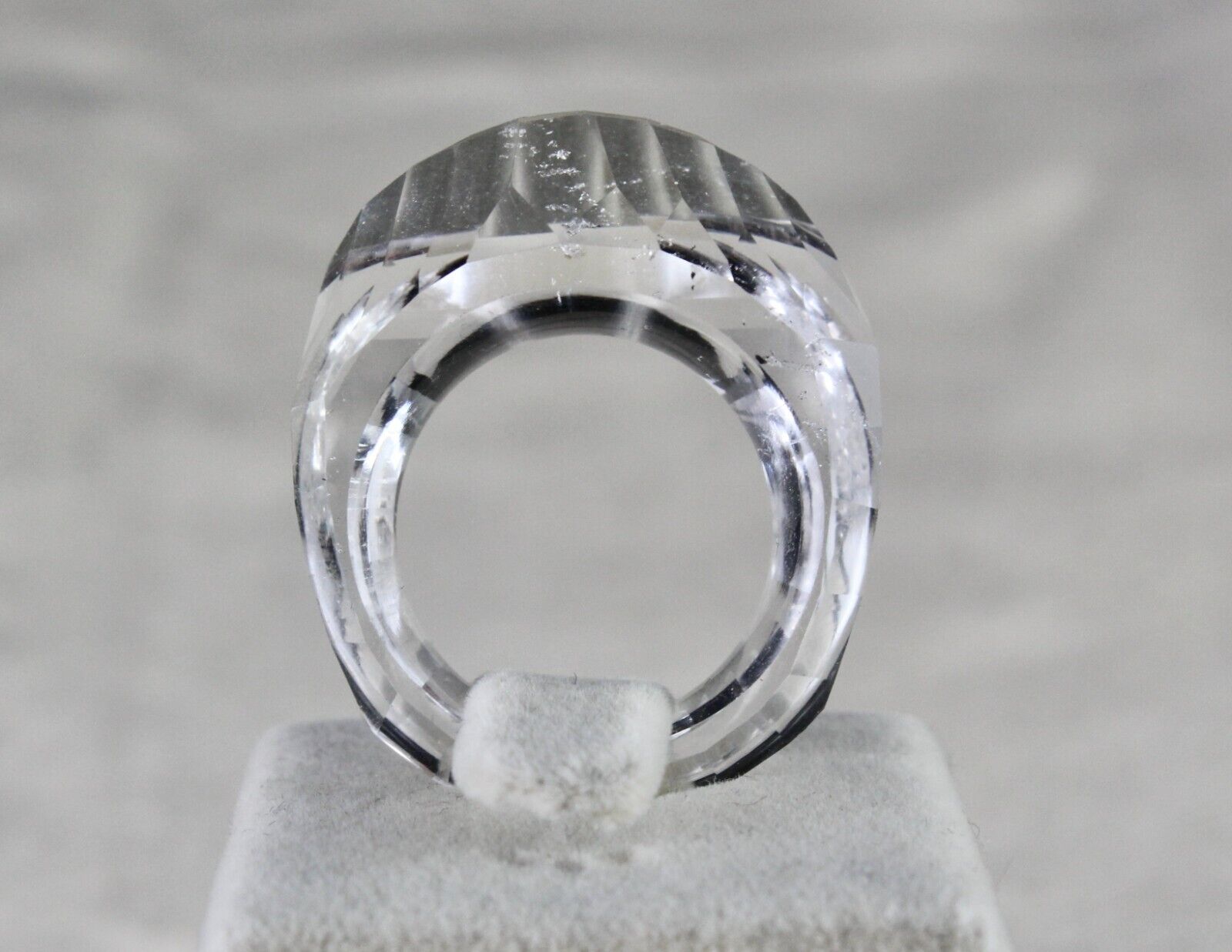 WHITE NATURAL ROCK CRYSTAL QUARTZ FACETED 53 CT FASHION GEMSTONE MEN WOMEN RING
