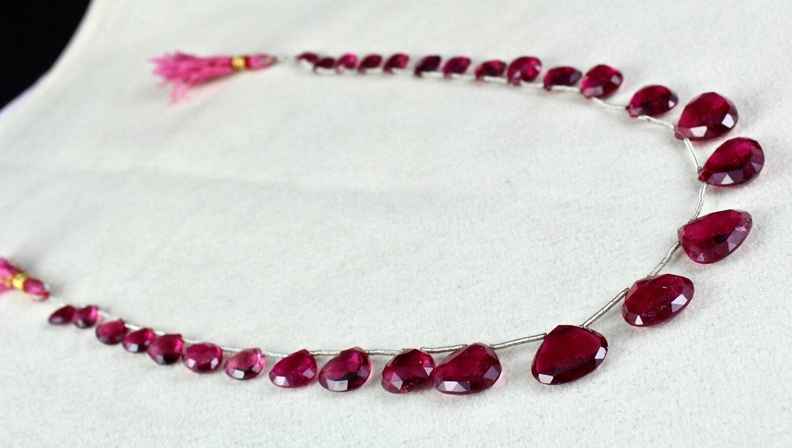 GTL CERTIFIED NATURAL PINK TOURMALINE RUBELLITE DROPS 97 CTS GEMSTONE NECKLACE
