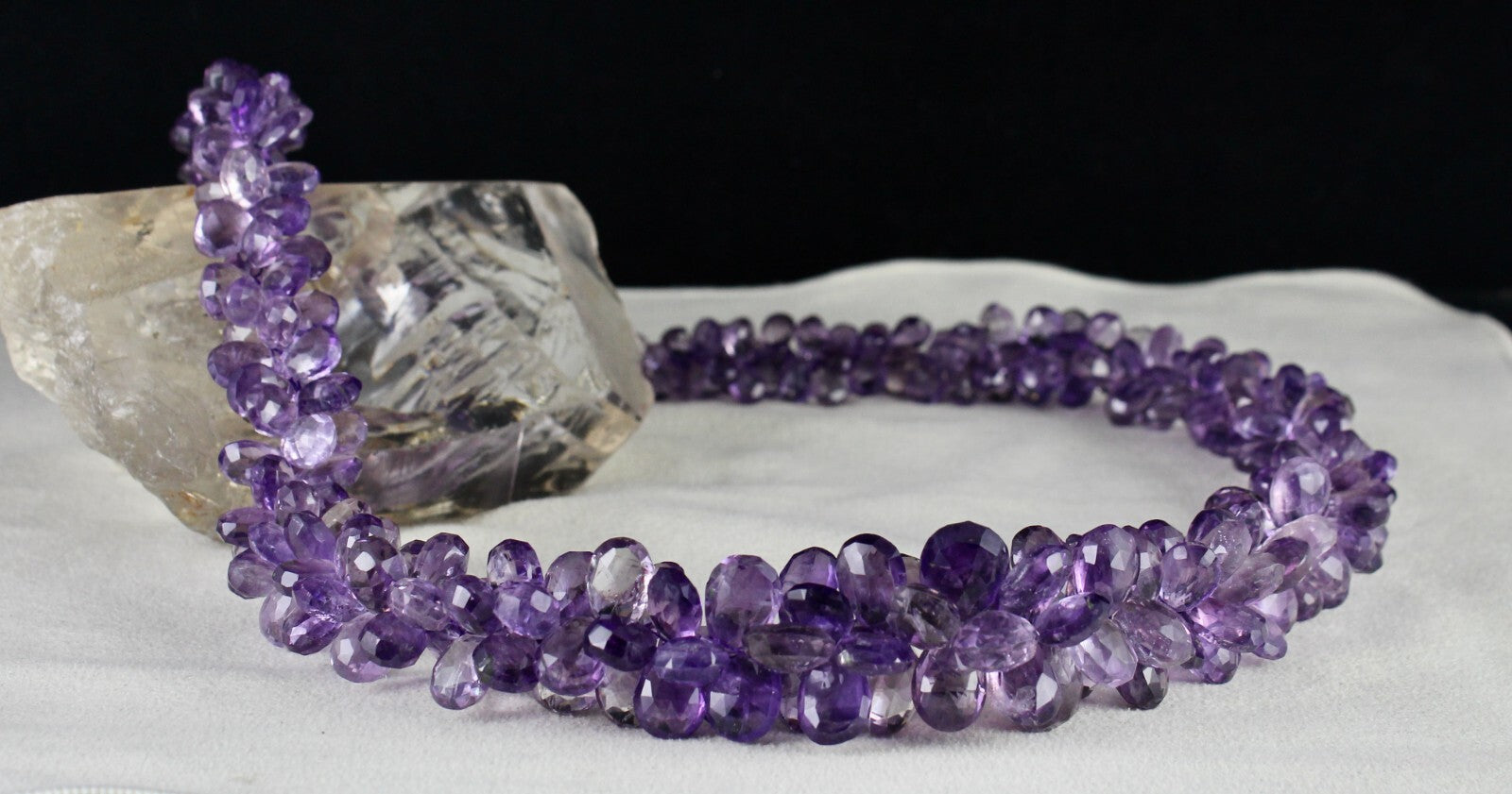 Certified Top Amethyst Beaded Drops 1079 Carats Sterling Silver String Bunch