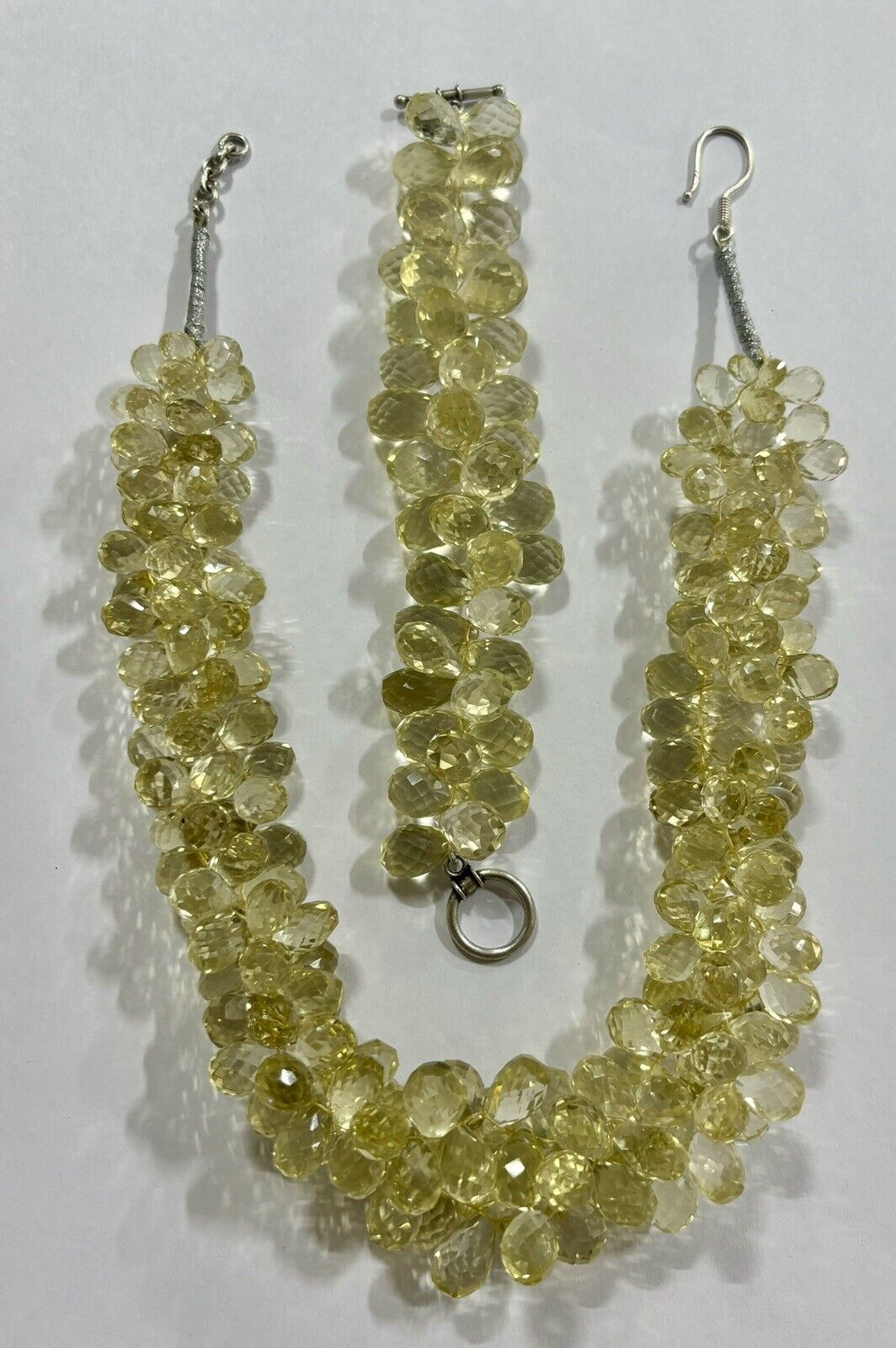 Natural Lemon Quartz Beads 411 Ct 6.5 Inches Tear Drops Gemstone Finest Bracelet