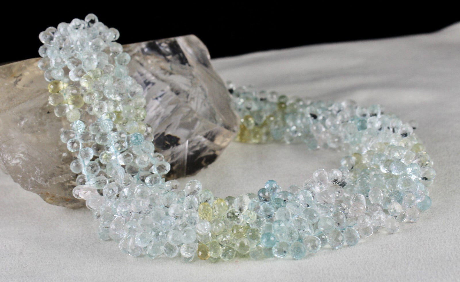 Certified Natural Multi Aquamarine Faceted Drops Necklace 776 Ct Gemstone 5 L