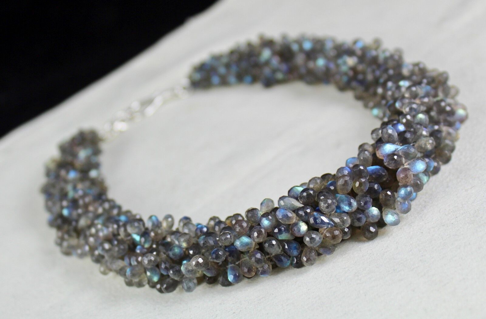 Natural Labradorite Teardrop 5 L 693 Ct Grey Gemstone Party Silver Necklace