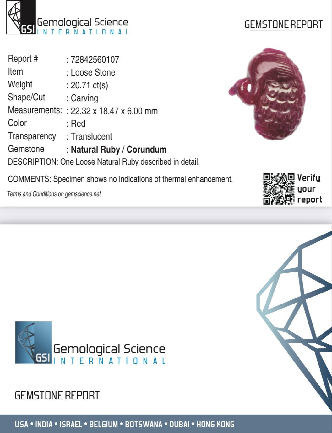 Certified Natural Ruby 20.71 Ct Engraved Peacock Gemstone Pendant Ring