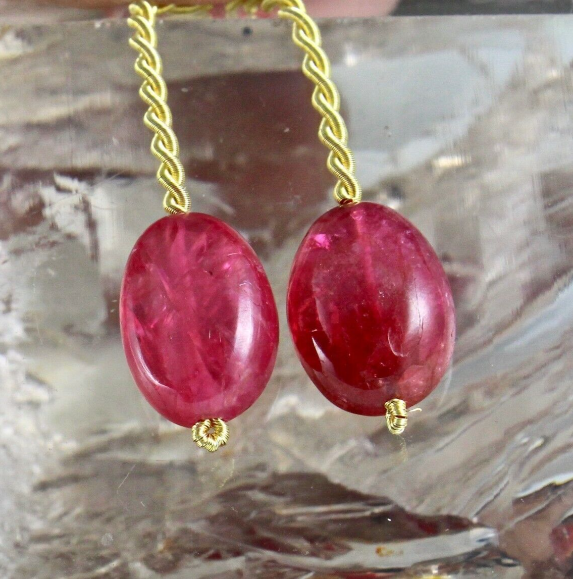 Natural Red Spinel Beads Cabochon Drilled 2 Pc 27.81 Ct Gemstone Earring Design