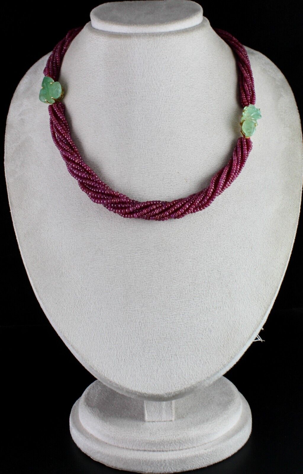 Natural Ruby Beads Colombian Emerald Carved 510 Ct Silver Designer Necklace
