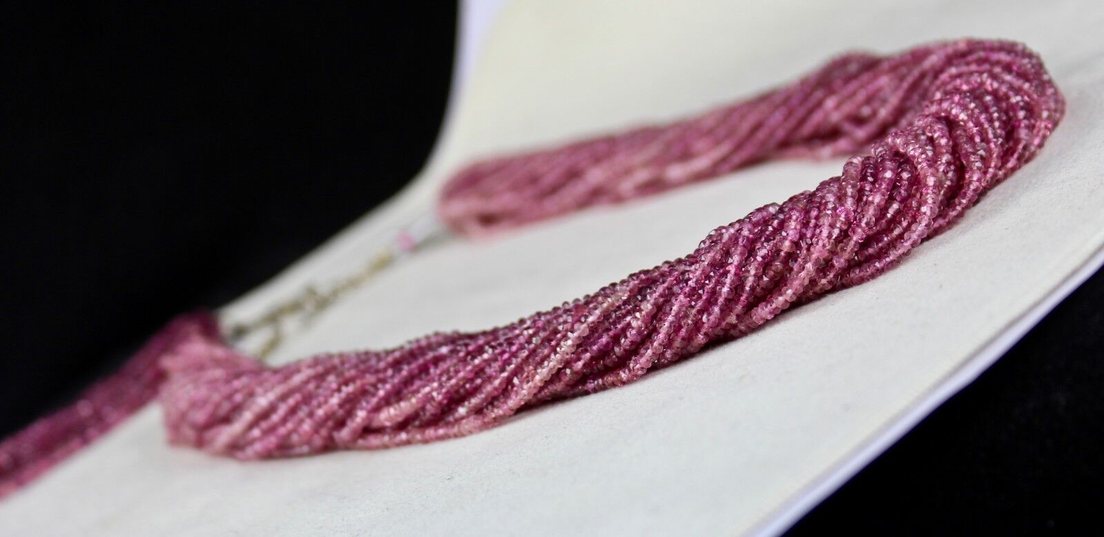 NATURAL PINK TOURMALINE BEADS FACETED 915 CTS GEMSTONE LADIES SILVER NECKLACE