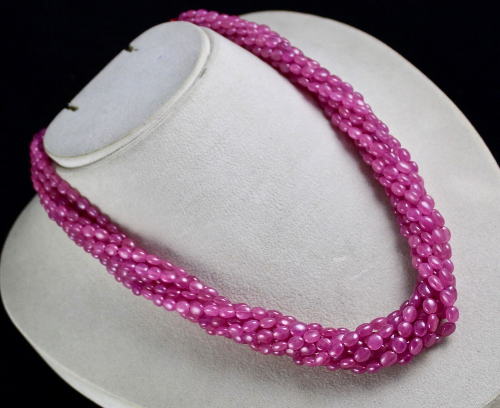 NATURAL RUBY CABOCHON BEADED 9 LINE 823 CTS CHARMING GEMSTONE 18K GOLD NECKLACE